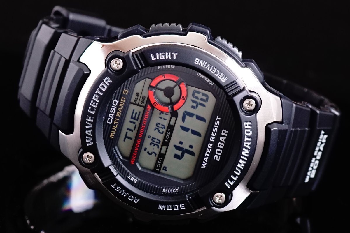 1円～1スタ 新品未使用 逆輸入model CASIO カシオ電波時計200m防水【誤差10万年に1秒】BK ブラック 20気圧 超高性能 ハイスペック腕時計_9