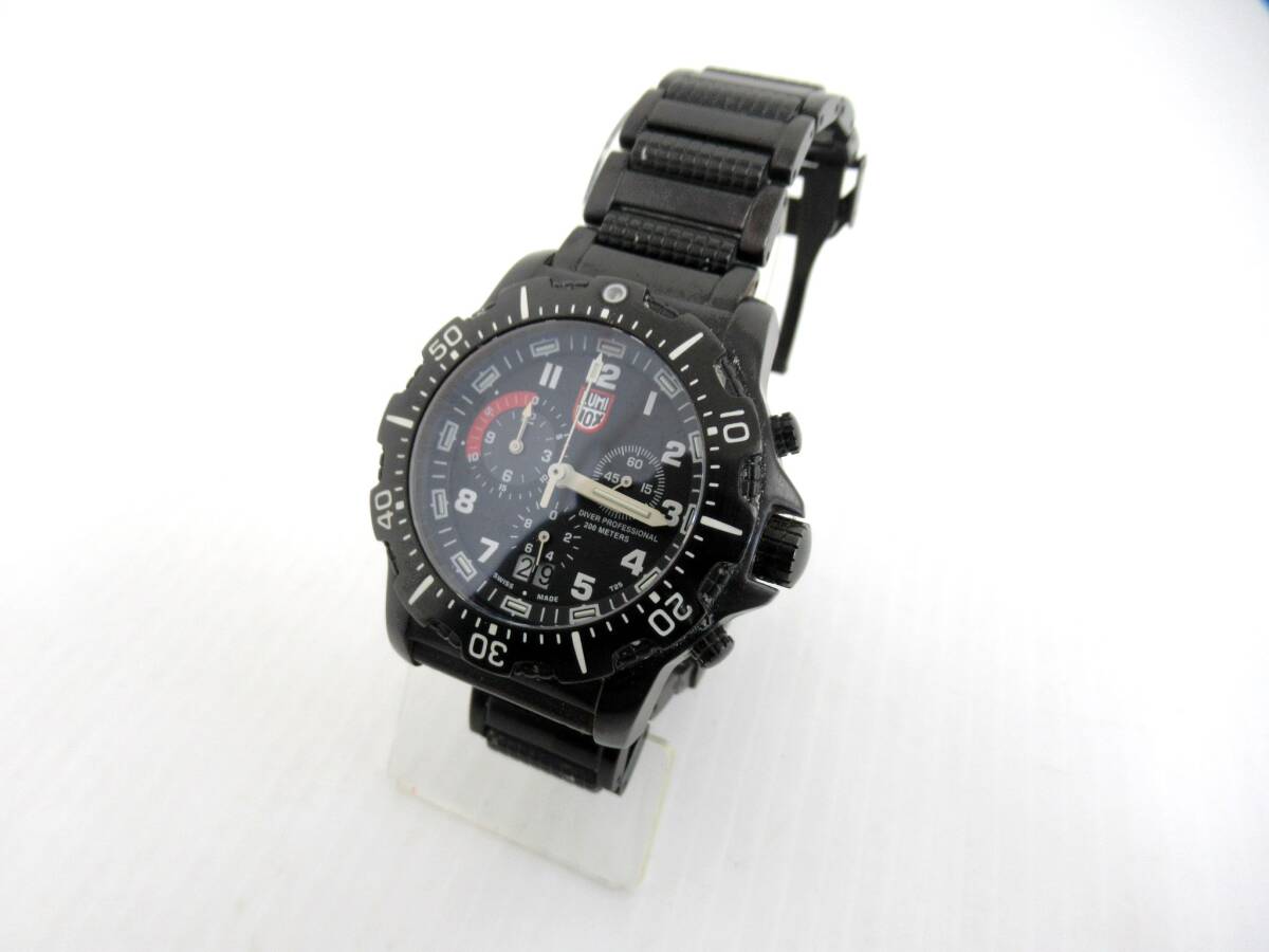 0 腕時計 ダイバーウォッチ クロノグラフ 黒 定価13万⭐️LUMINOX 
