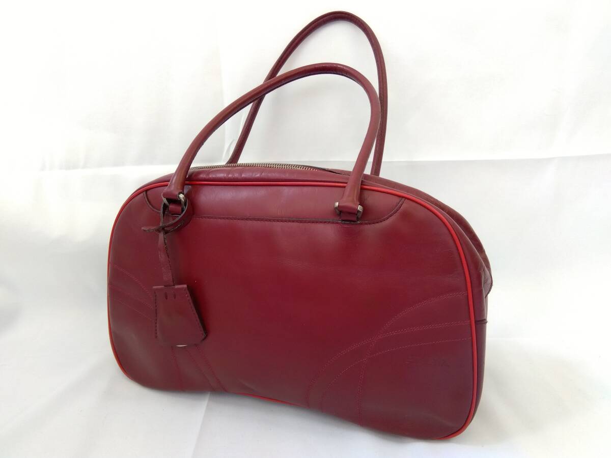 PRADA プラダ ボストンバッグ 赤 レッド レザー(プラダ一般)｜売買され 