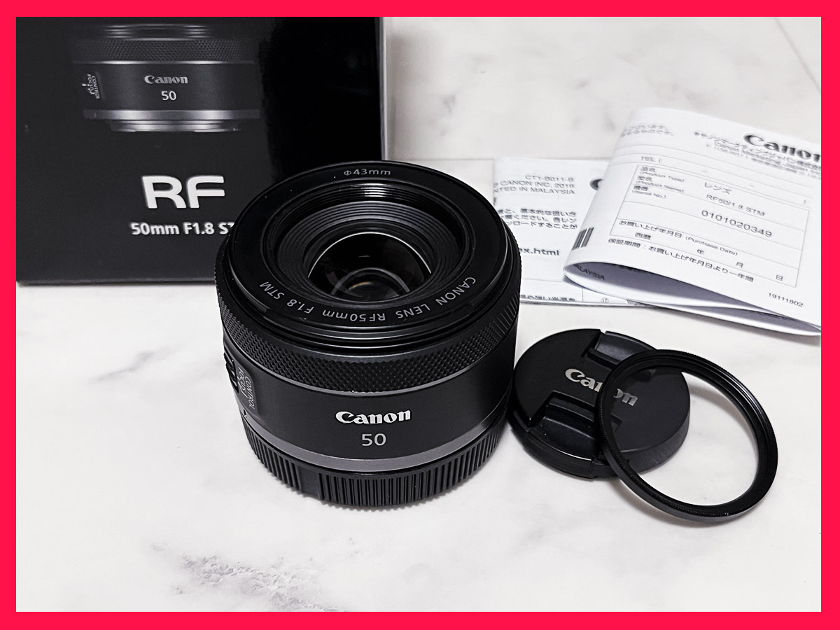 ■Canon キヤノン RF50mm F1.8 STM 極上美品 花形フード・フィルター付き_1