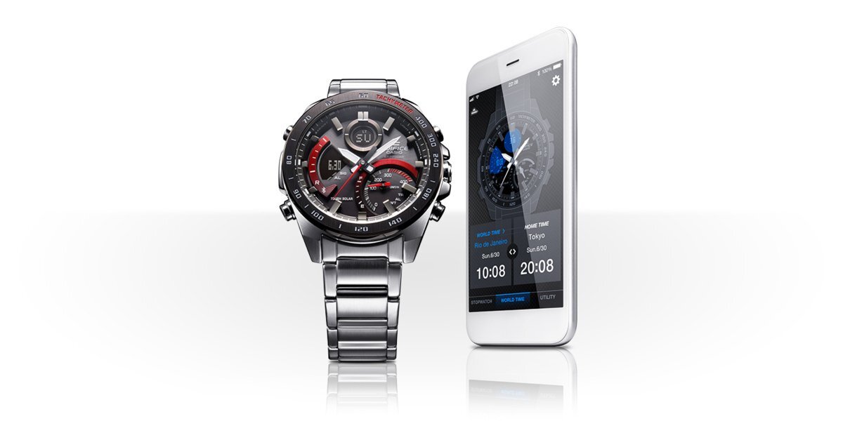 1円～ 1スタ カシオEDIFICE美しすぎるレッド新品本物100m防水 クロノグラフ エディフィス スマートフォンリンクモデル 逆輸入 タフソーラー_5