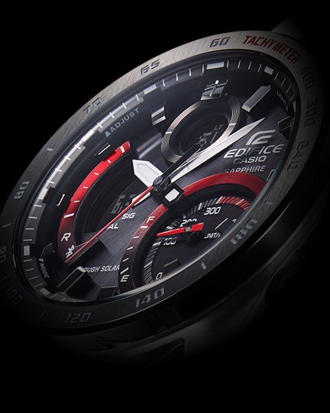 1円～ 1スタ カシオEDIFICE美しすぎるレッド新品本物100m防水 クロノグラフ エディフィス スマートフォンリンクモデル 逆輸入 タフソーラー_7