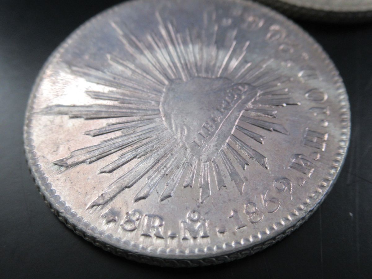 ○代CPT298-60 メキシコ貨幣 8レアル銀貨 リバティキャップ / 1859年