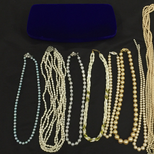 1円 留具 SILVER パール ネックレス 他 フェイクパール パロックパール 等 イミテーション 含 総重量約600g A17040_2