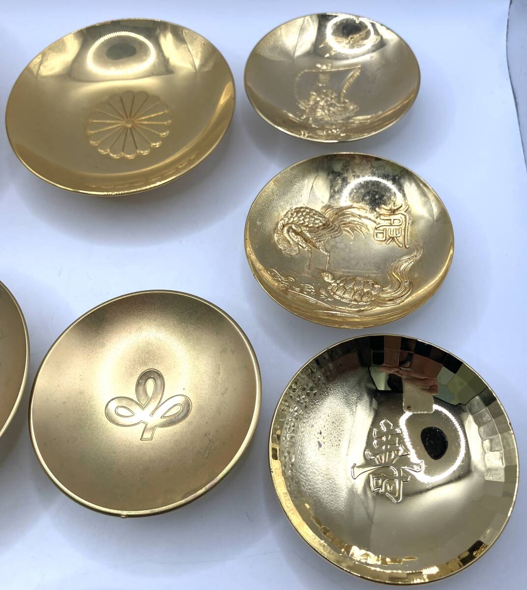 NN】1円 メッキまとめ 金杯 銀杯 盃 金メッキ 銀メッキ 24K-GP 総重量