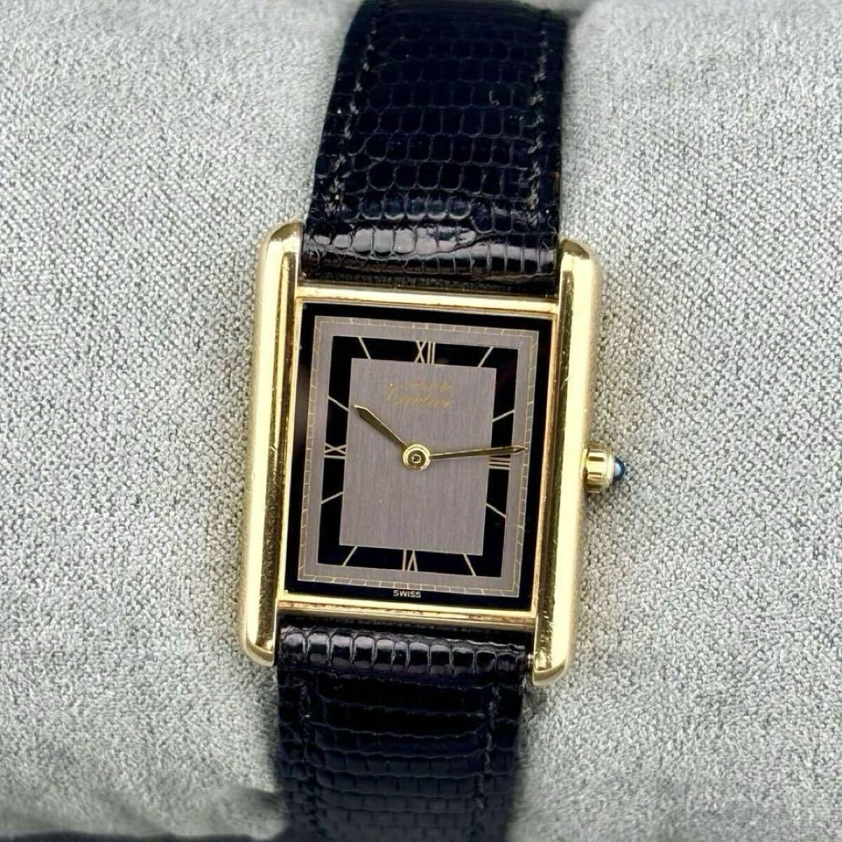 状態良好品 Cartier カルティエ マストタンク LM 681006 ヴェルメイユ SV925 GP クォーツ 腕時計 グレー_1