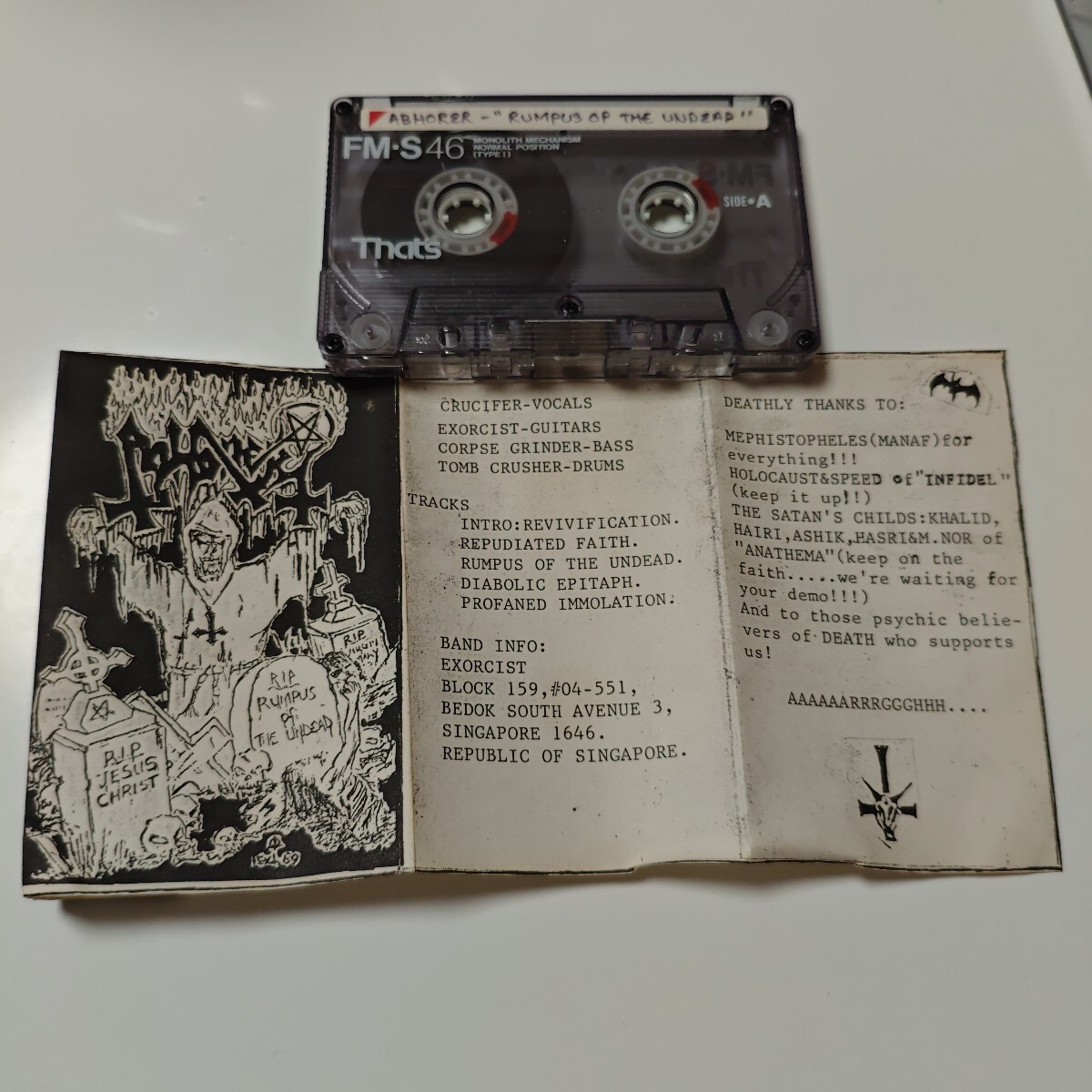 【デモテープ】Abhorer - Rumps Of The Undead Demo tape 1989 Death Metal Mayhem Necrophile Messiah Death Immolation_4
