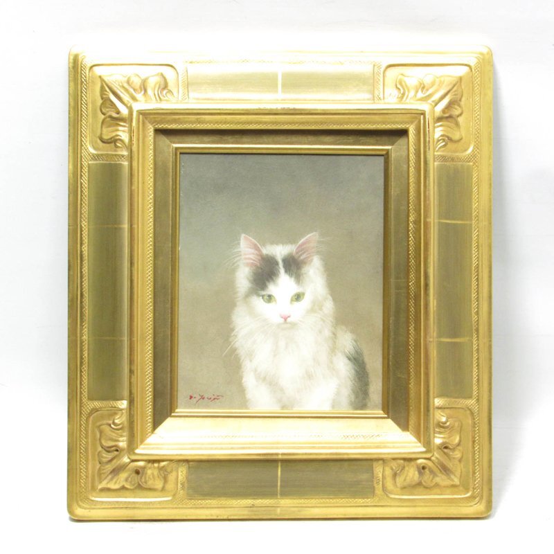GINZA絵画館】藤井 勉 油絵3号「或る日」ねこ・ネコ・猫・リアリズム