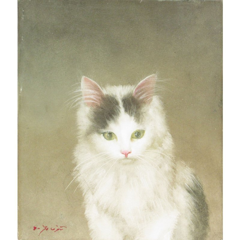 GINZA絵画館】藤井 勉 油絵3号「或る日」ねこ・ネコ・猫・リアリズム