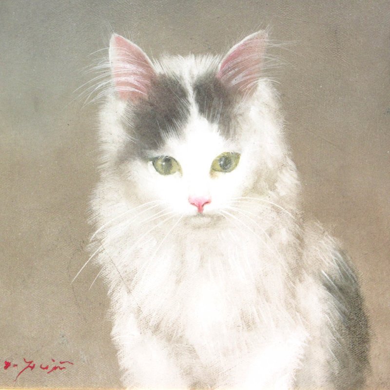 GINZA絵画館】藤井 勉 油絵3号「或る日」ねこ・ネコ・猫・リアリズム