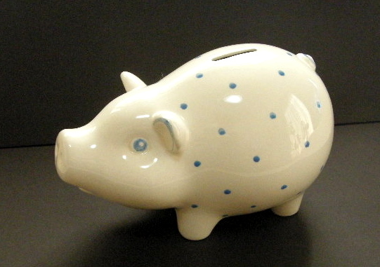 ティファニー 貯金箱 ブタ PIGGY 水色ドット柄 イタリア製 Tiffany