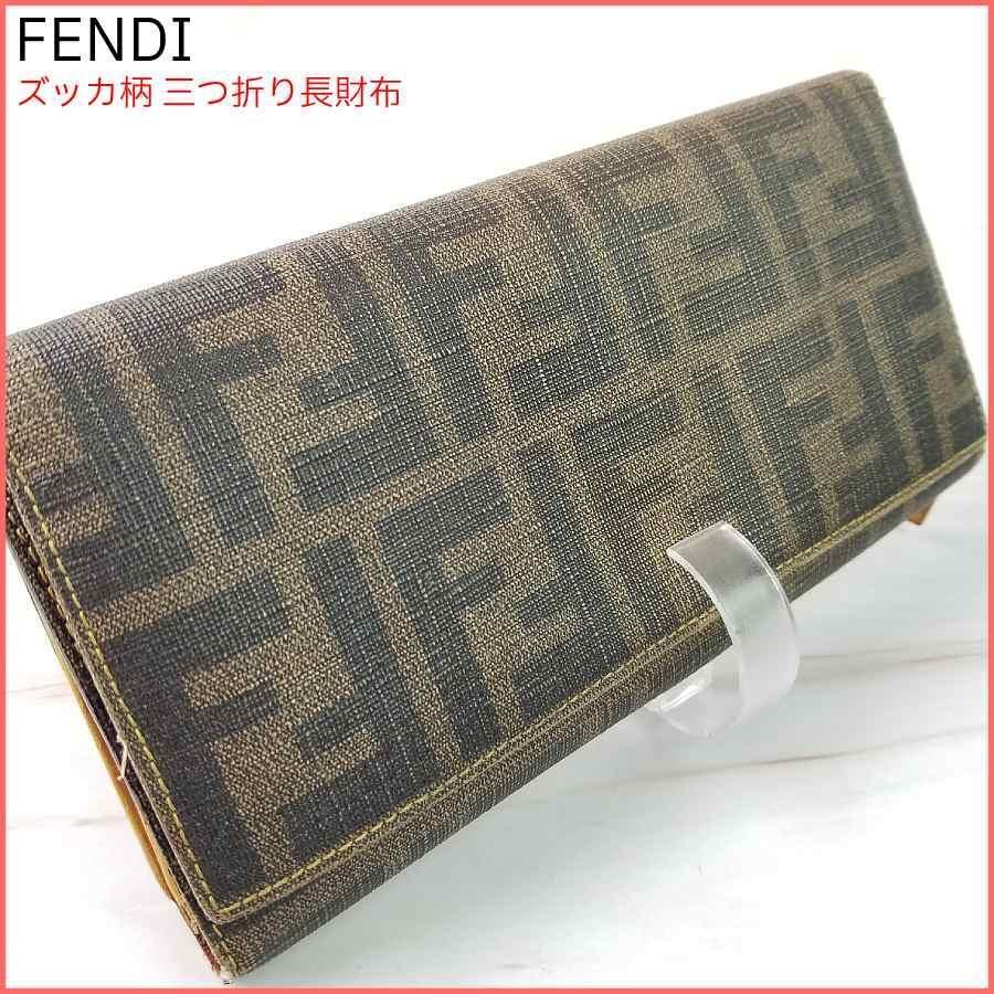FENDI ズッカ柄 三つ折り 長財布 大容量 メンズ レディース 男女兼用