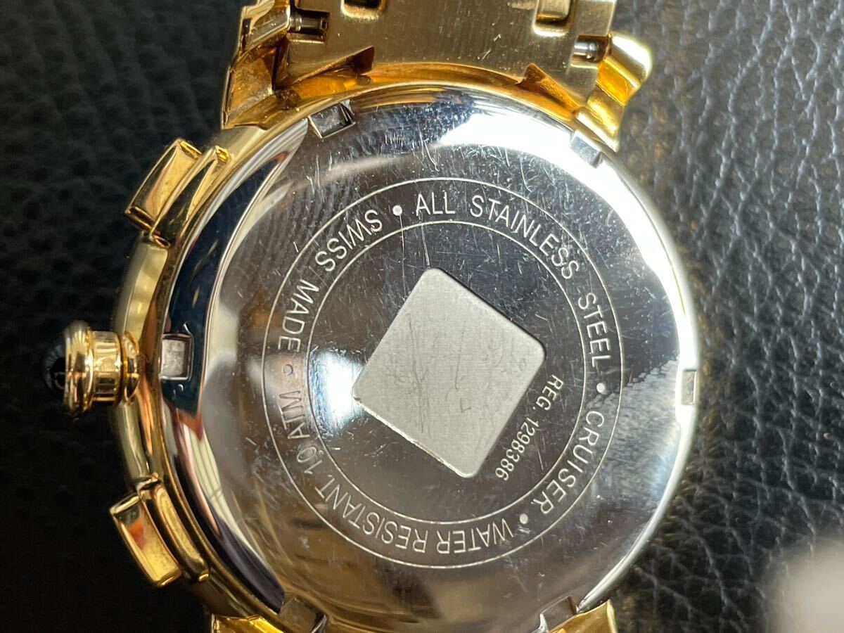 GIVENCHY ジバンジー スモセコ 青文字盤 クォーツ 腕時計 中古品☆GIVENCHY クロノグラフ クオーツ QZ デイト ブルー文字盤
