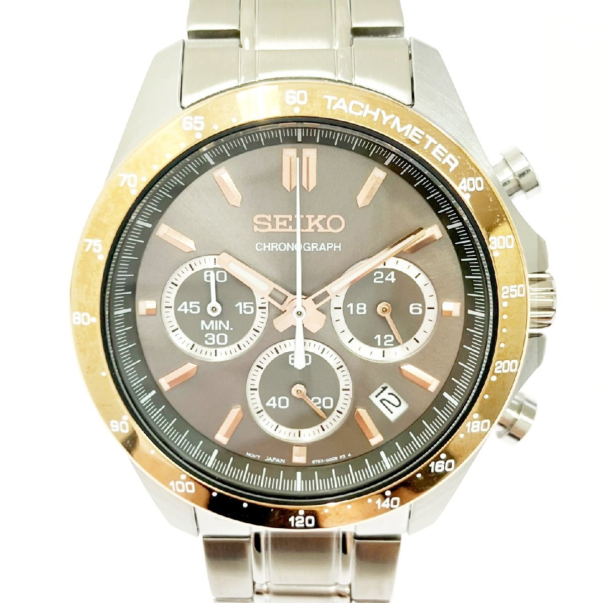 1円スタート】【箱付き】SEIKO セイコー 8T63-00D0 スピリット クロノ 