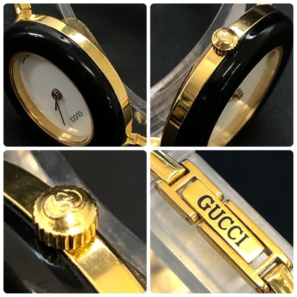 稼動品 GUCCI グッチ チェンジベゼル バングル ウォッチ BT交換済 動作