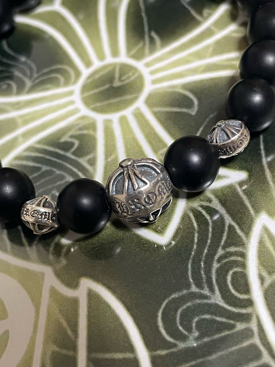Chrome hearts 数珠　ブレスレット CHROME HEARTS+ CH クロス ビーズ 数珠 ブレスレット ブラック (CHROME