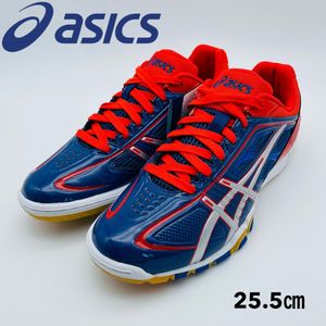 【未使用】アシックス 卓球シューズ 25.5cm アタック EXCOUNTER TPA327 レッド／ブルー