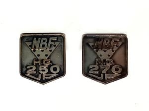 ボウリング NBF 日本ボウラーズ連盟 褒賞バッチ 2個セット 250UP 270UP 褒章 バッジ ネジ