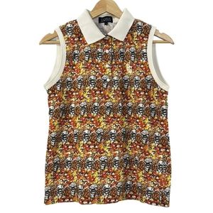 パーリーゲイツ PEARLY GATES ノースリーブカットソー サイズ1 S - 白×オレンジ×マルチ