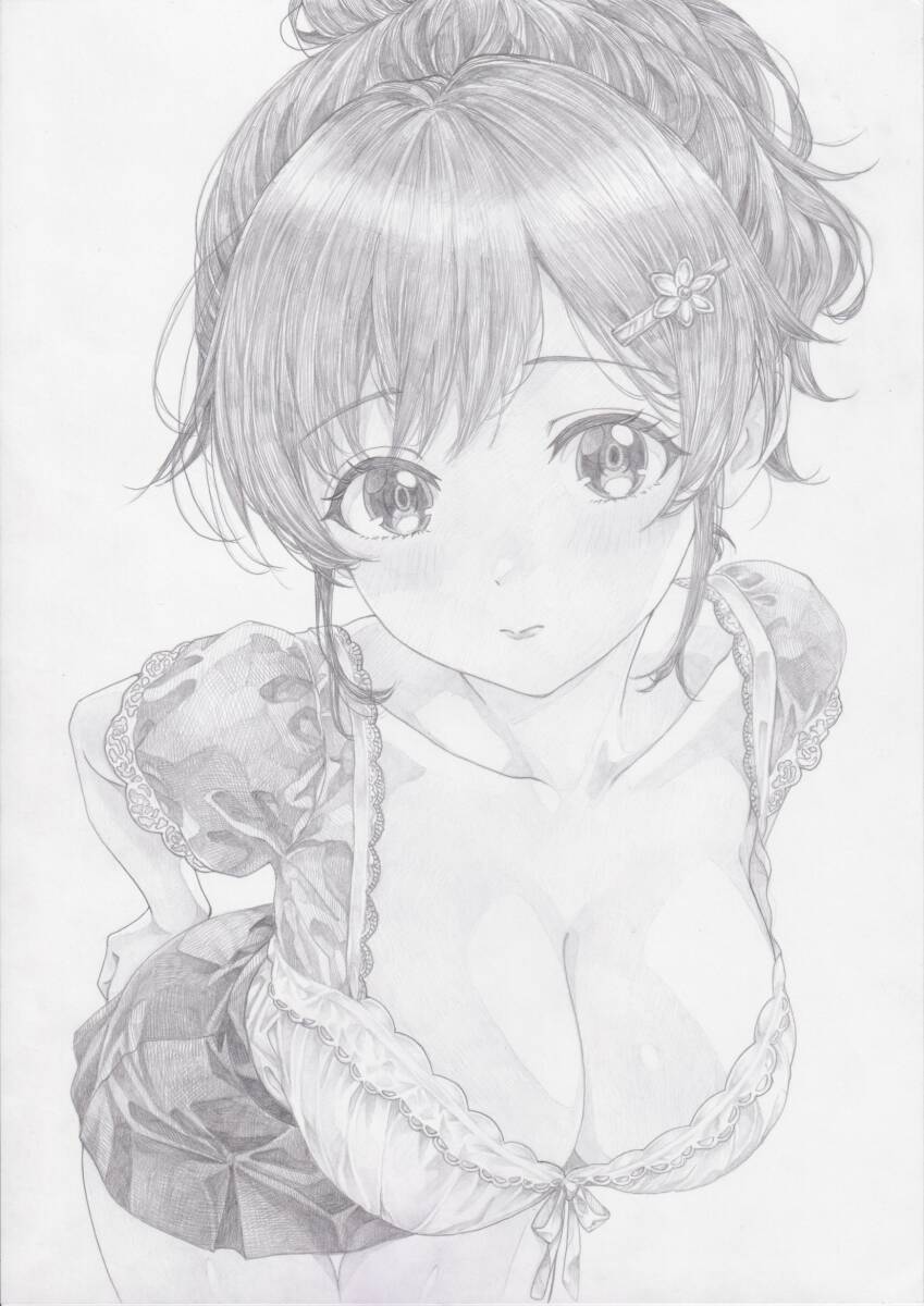 1点もの】手描き ポニーテール 美少女 オリジナルキャラ イラスト