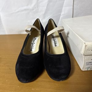 ☆N13☆ 未使用 長期保管 フラメンコ シューズ マリポーサ 71/2 24㎝程度 黒 スエード パ