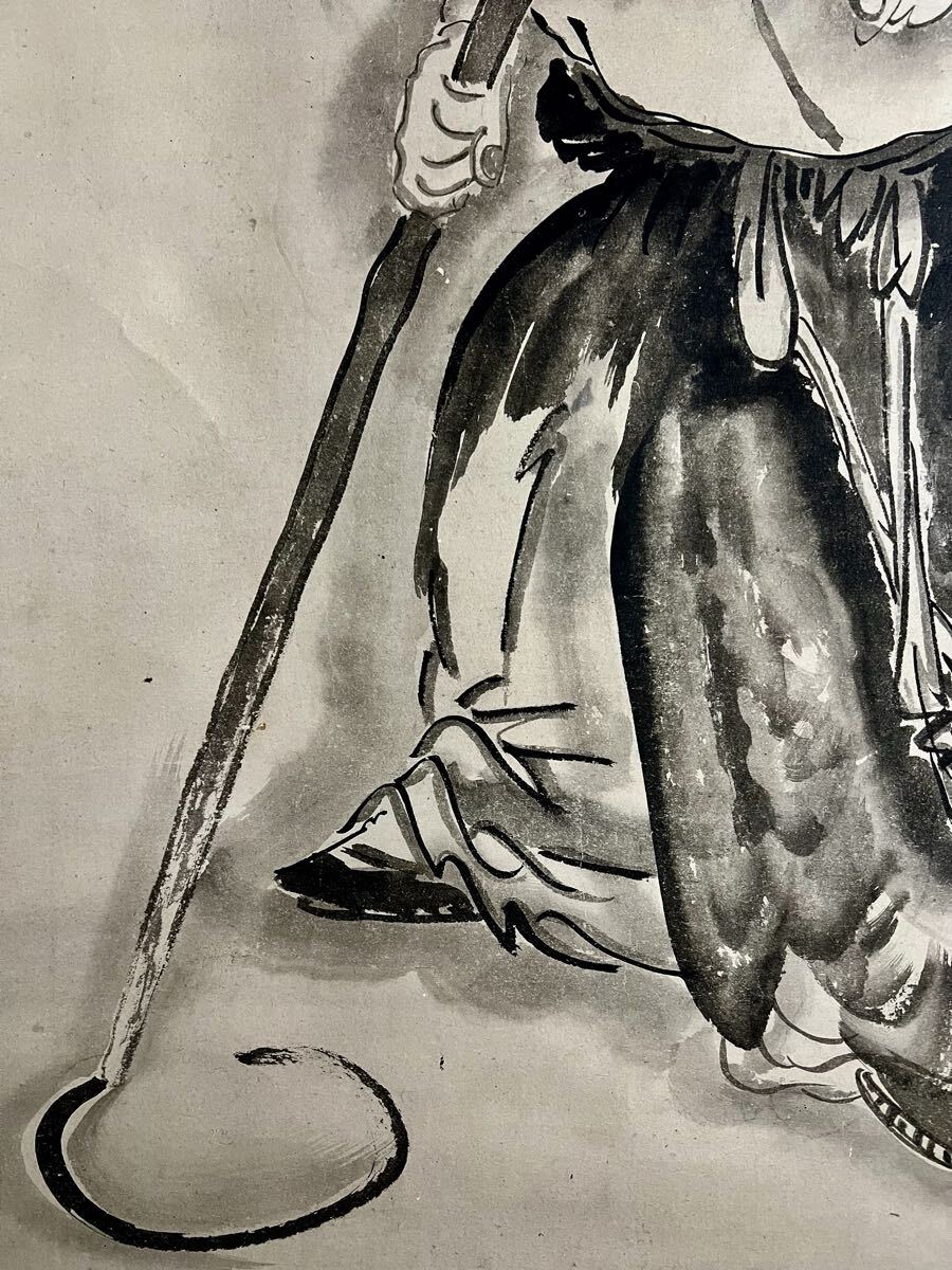 真作】【仙】曽我蕭白「拾得図」紙本 肉筆 合箱 大幅 寒山拾得 仏画