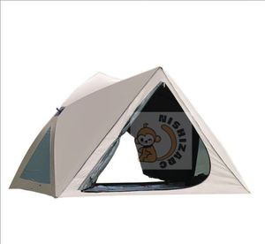 アウトドア ワンタッチ自動設営テント 折り畳み式 六角形ブラックコーティング