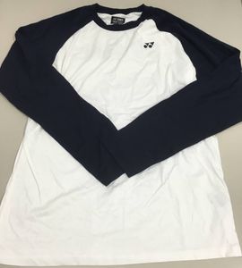 ♪YONEX ヨネックス メンズ 長袖 Tシャツ サイズO ホワイト×ネイビー バドミントンウエ