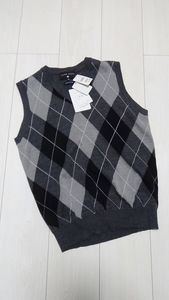 新品 CAFE SOHO M メンズ ★ 洗える ウール アーガイル ニット ベスト ビジネス 未使用