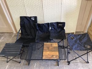41【A】【キャンプ用品まとめ】イス、テーブルコールマン コンパクトクッションチェアキ