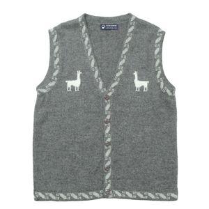 GR9017▽ペルー製 ALPACA HOUSE/アルパカハウス/メンズL/総アルパカ/ニットベスト/ジレ/