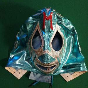 週末SALE　ミルマスカラス　水色特殊　試合用マスク　世界最強タッグ決定リーグ戦　 プエ