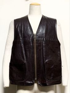 美品:GIAN CARLO ROSSI(ジャンカルロロッシ/イタリア製).レザー ベスト 54(XL-XXL/タンニ