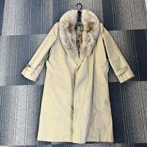 【T0204？】 Kanebo silkカネボー シルクロングコート ファー ベージュ ロング コート レ