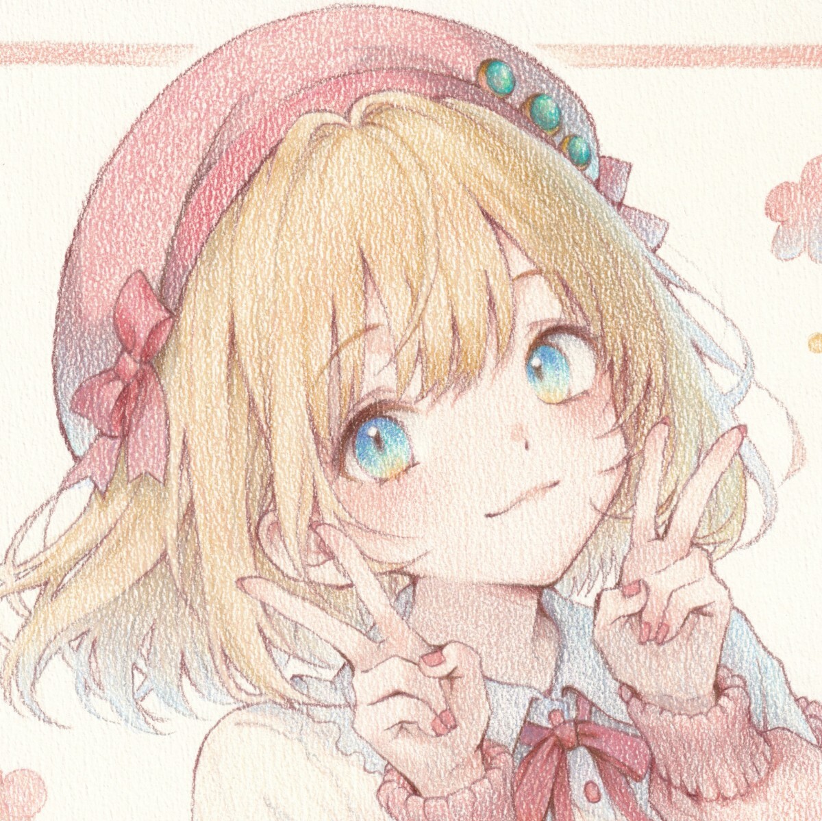 色鉛筆画【A4原画】春を待つカノジョ 手描きイラスト 美少女