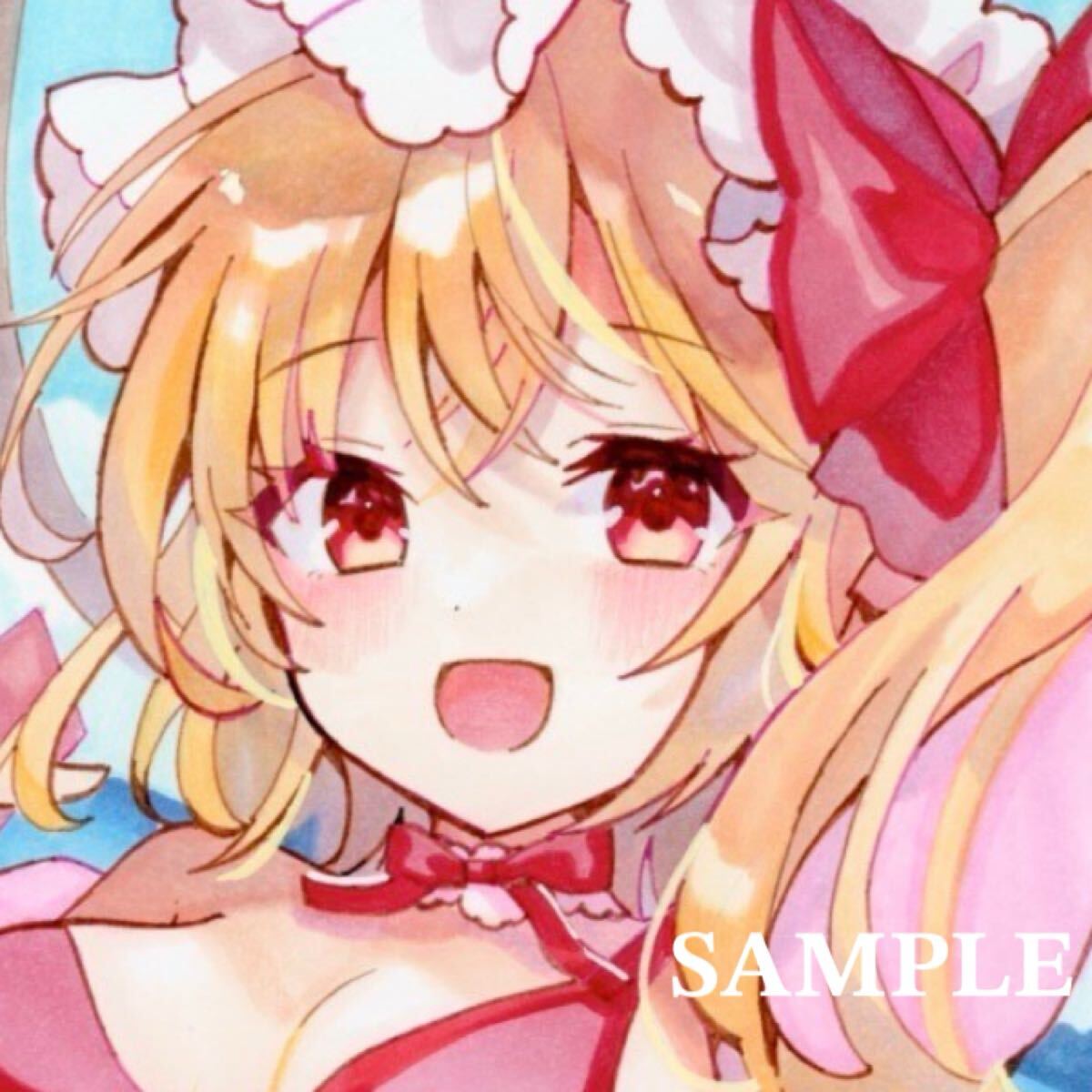 手描きイラスト 東方Project フランドール スカーレット 水着 色紙