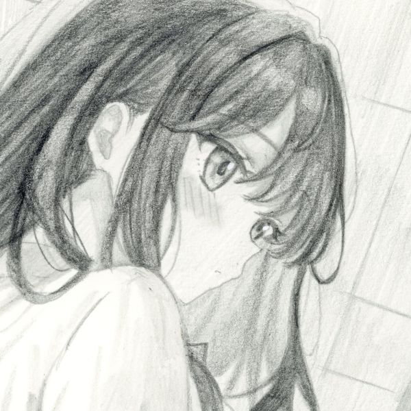 原画】鉛筆画 【チラ見せ】手描きイラスト オリジナル イラスト A4