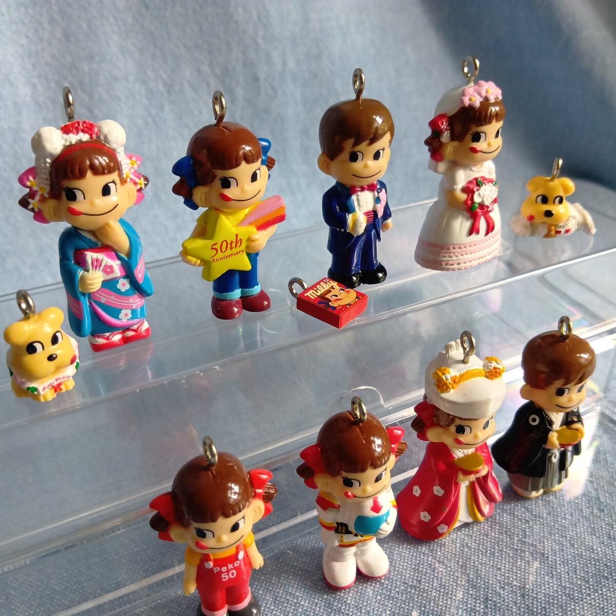 不二家 ミニミニペコちゃん ポコちゃん フィギュア キーホルダー 10個