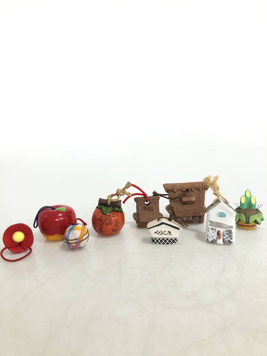 HB6716 郷土玩具 土鈴 柿 林檎 椿 建物 門松 置物 和風(雑貨)｜売買