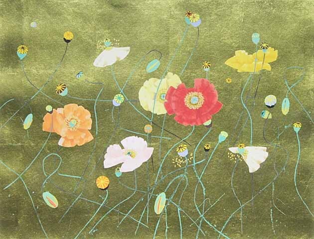 □堀文子 【芥子】セリグラフ 直筆サイン エディション有り(シルク