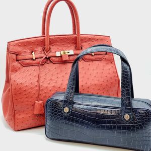 JRA認定 オーストリッチ カデナ付 2way ミニボストン トートバッグ 