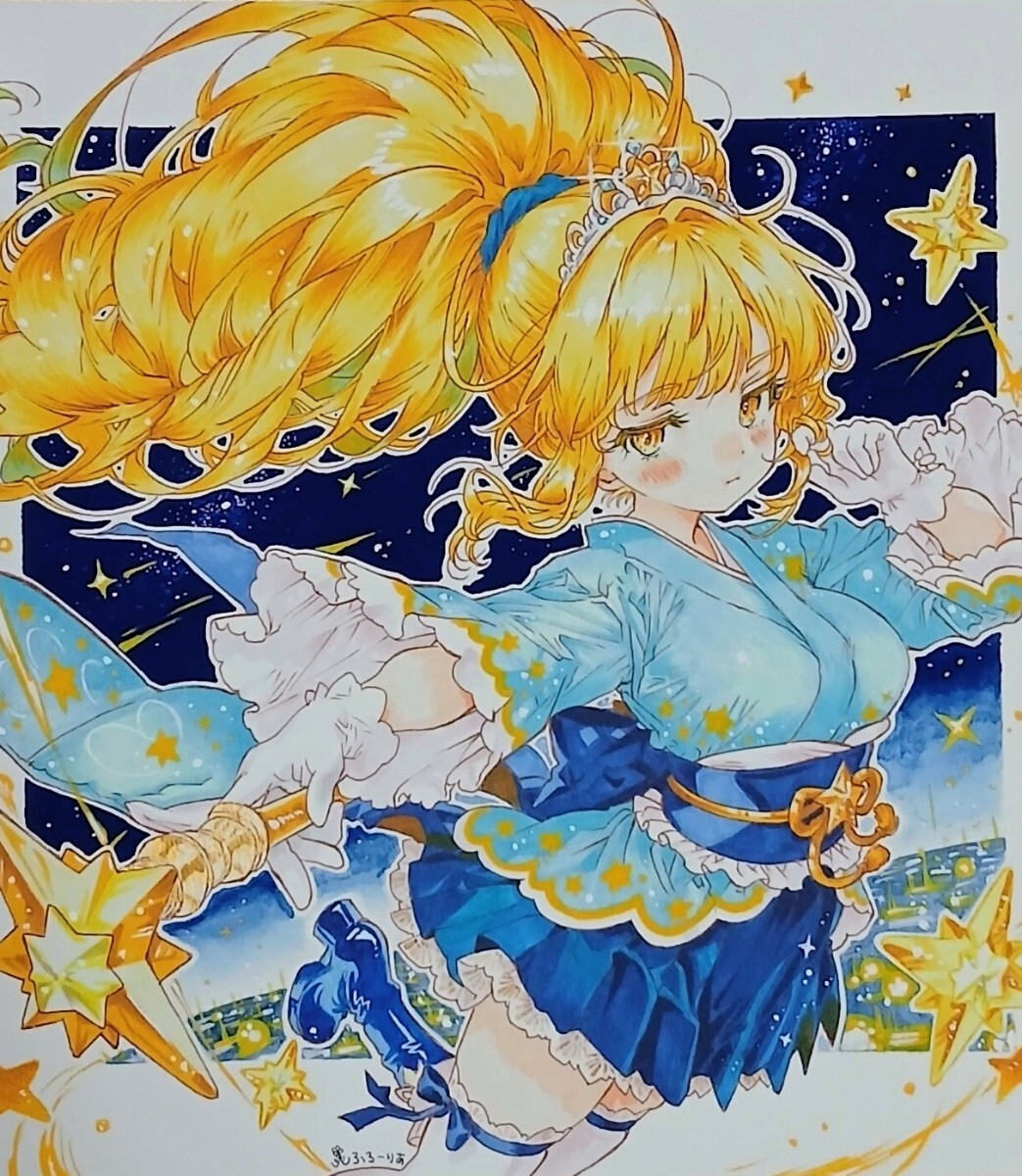 大色紙 手描きイラスト [和装×魔法少女 vol2スターライト] 原画 美少女