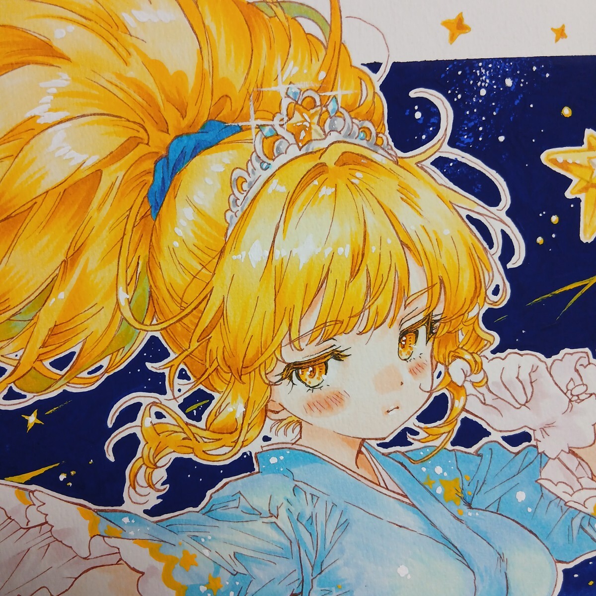 Y*i様 【オリジナル】『きらきら』/大色紙/手描きイラスト 大色紙 手描きイラスト [和装×魔法少女 vol2スターライト] 原画 美少女