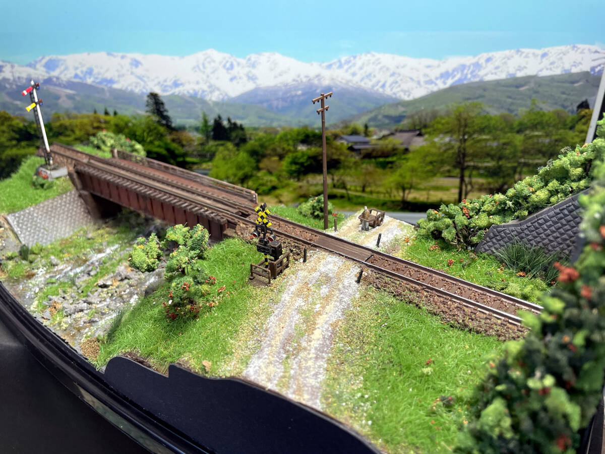 Nゲージ用車両展示台 ローカル線 ガーター橋の風景ジオラマ 自作完成品