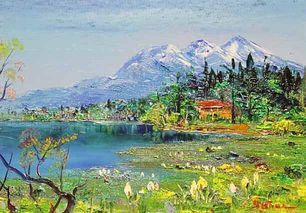 【真作】絵画　新井康須雄　油彩6号　名栗川　光風会会員作家　箱・黄袋入　A160 新井康須雄の値段と価格推移は？｜4件の売買データから新井康須雄の