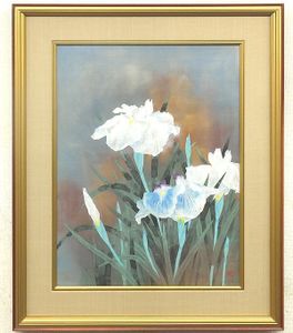 【真作】絵画　中島虎威　日本画12号　五箇山春雪　共シール　箱・黄袋入　V70 真作】絵画 中島虎威 日本画12号 五箇山春雪 共シール 箱・黄袋