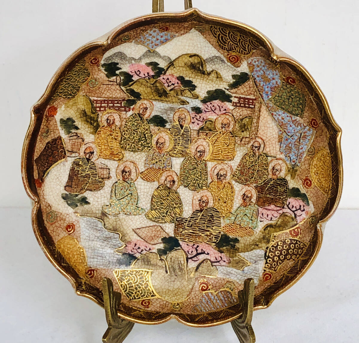 工芸品 ◎薩摩焼 『保土田造』 人物細密画 小形 花生 超絶技巧（箱付）