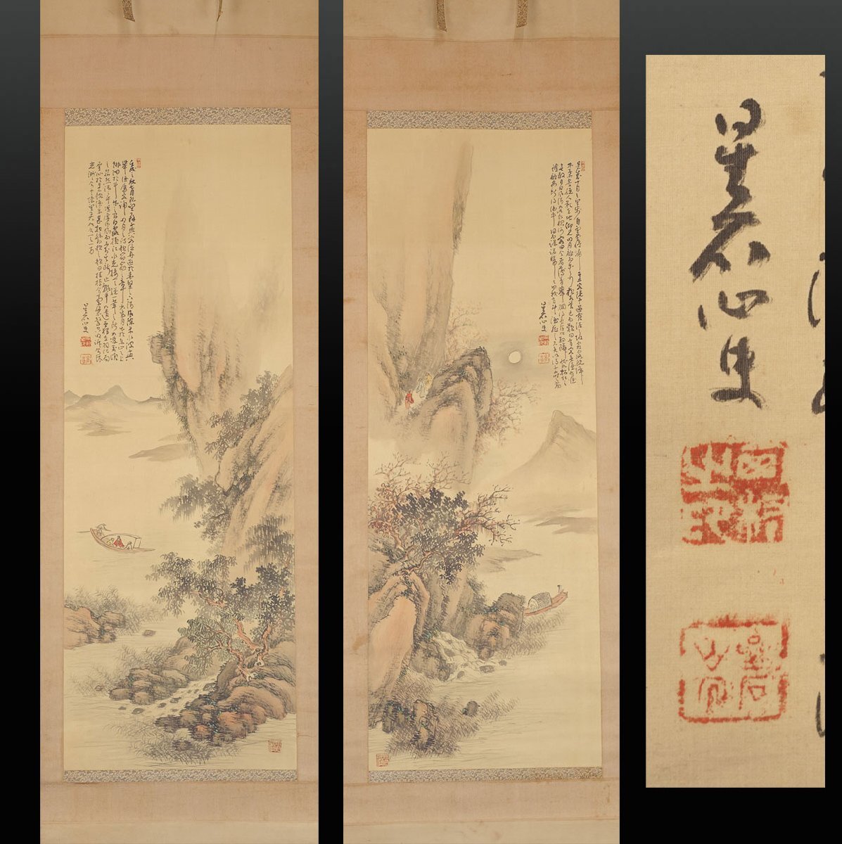 真作/小室翠雲/冨貴天香図/布袋屋掛軸HI-277 真作】小室翠雲☆千里鶯啼図☆共箱☆号長興山人☆絹本☆肉筆掛軸