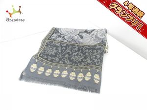 エトロ ストール(ショール) ダークグレー×グレー×アイボリー