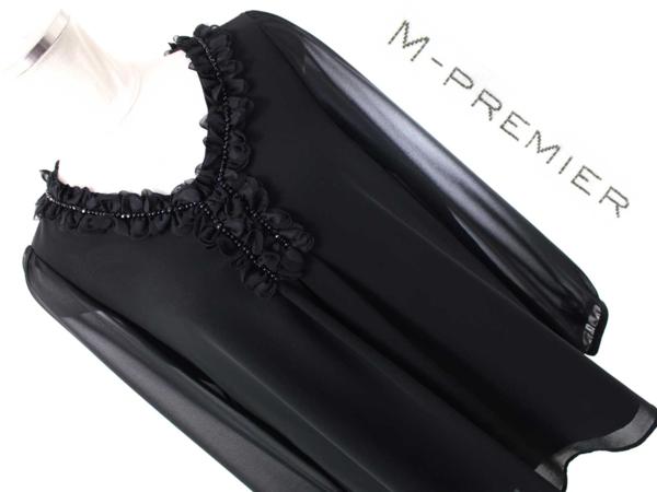 M-PREMIER フリルビジューチュニックブラウス Mプルミエ